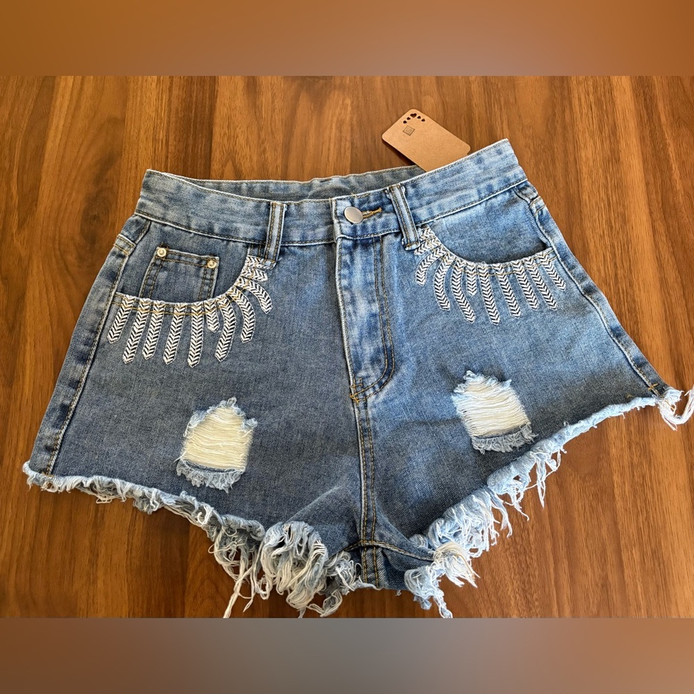 Embroidered Denim Women Shorts
